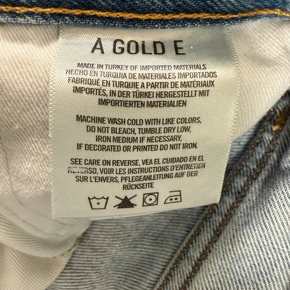 Agolde Faded Blue Ripped Jean Shorts - Picture 9 of 9
